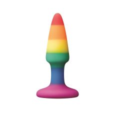 Анальная силиконовая пробка на присоске разноцветного цвета NS Novelties Colours pride edition длина 88 мм