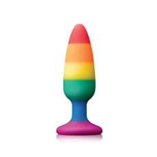 Анальная силиконовая пробка на присоске разноцветного цвета NS Novelties Colours pride edition длина 100 мм