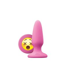 Анальная силиконовая пробка розового цвета с заглушкой смайликом NS Novelties Mojis wtf medium