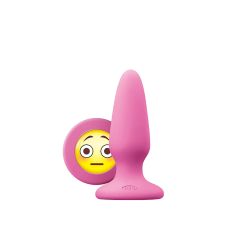 Анальная силиконовая пробка розового цвета с заглушкой смайликом NS Novelties Mojis omg medium