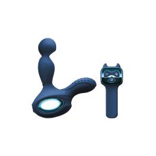 Вибромассажер простаты с вращающейся головкой и пультом ДУ синего цвета NS Novelties Renegade orbit