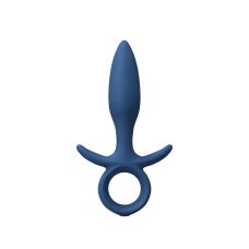 Анальная силиконовая вибпробка с кольцом синего цвета NS Novelties Vibrating king plug small