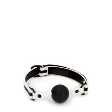 Кляп светящийся для рта шарик БДСМ черно белого цвета NS Novelties Glo bondage 