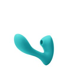 Двойной вибратор для стимуляции точки G и вакуумной стимуляции клитора бирюзового цвета NS Novelties Inya sonnet teal