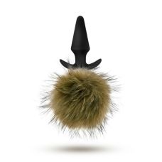 Анальная пробка с желтым хвостиком кролика POM PLUGS BROWN