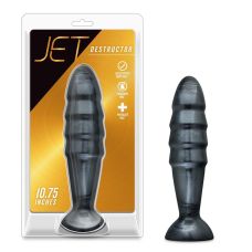 Большая ребристая анальная пробка черного цвета Blush