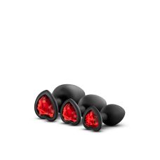 Набор анальных пробок с красным кристаллом LUXE BLING PLUGS TRAINING KIT RED GEMS