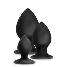 Набор анальных силиконовых пробок для фистинга черных Blush Anal Adventures Platinum