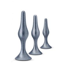 Набор анальных пробок разных размеров силиконовых серебристых Blush 3 штуки