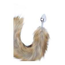 Анальная пробка из нержавеющей стали серебристого цвета с коричневым лисьим хвостиком Attraction Mai No.51 Fox Tail Metal Plug M Silver