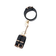 Наручники з веганської шкіри чорні Guilty Pleasure PREMIUM HANDCUFF WITH HOOK