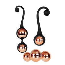 Набір вагінальних кульок золотистого кольору в чорних силіконових чохлах Adam & Eve Intimate pleasure kegel set 2 штуки