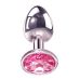 Анальний корок металевий сріблястого кольору з рожевим камінчиком Adam & Eve Anal plug small