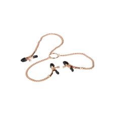Затискачі на соски і клітор золотистого кольору Triple Intimate Clamps