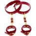 Фиксаторы для бедер БДСМ с карабинами и наручниками красного цвета с золотистой фурнитурой Taboom Фиксаторы для бедер БДСМ с карабинами и наручниками красного цвета с золотистой фурнитурой Taboom