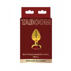 Анальная пробка золотистого цвета с красным камушком Taboom размер S