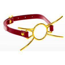 Кляп у рот із золотистим кільцем БДСМ червоного кольору Taboom Open Mouth Spider Gag