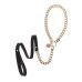 Поводок цепь БДСМ золотистого цвета с черной петлей из искусственной кожи Taboom  Поводок цепь БДСМ золотистого цвета с черной петлей из искусственной кожи Taboom