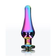 Анальний корок металевий з камінчиком райдужного кольору Toy Joy Twilight Bum Bijou розмір Medium