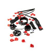 Бондажный набор для БДСМ искусственная кожа черного цвета Toy Joy 7 предметов
