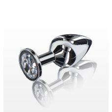 Анальна пробка металева з камінчиком сріблястого кольору Toy Joy Starlight Booty розмір Medium