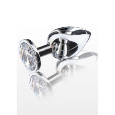 Анальна пробка металева з камінчиком сріблястого кольору Toy Joy Starlight Booty розмір Large