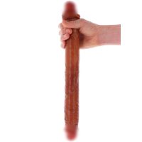 Двухсторонний реалистичный фаллоимитатор силиконовый коричневый Toy Joy Get Real Skin 