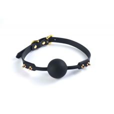 Кляп в рот с шариком БДСМ силиконовый черного цвета Upko Solid Ball Gag размер Medium 