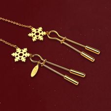 Затискачі на соски Сніжинки на ланцюжку золотистого кольору Upko