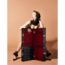 Валіза для девайсів на 4 ящики з натуральної шкіри чорного кольору Upko