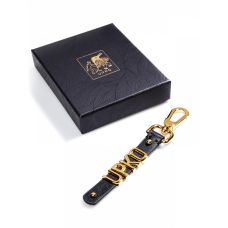 Брелок шкіряний ручної роботи чорного кольору Upko