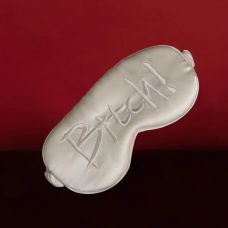 Маска на глаза БДСМ шелковая с надписью Bitch! белого цвета Upko