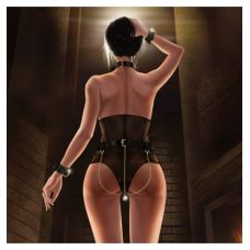 Пояс с карабинами БДСМ для фиксации тела из натуральной кожи с золотыми цепочками Upko