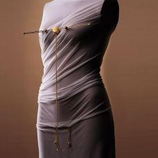 Двойные зажимы для сосков с набором цепочек для клитора БДСМ золотистого цвета Upko