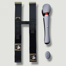 Вібромасажер Ванд у формі мікрофона з ременем для стегна та дистанційним керуванням силіконовий сірого кольору Upko