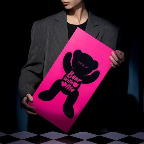 Подарочный набор Плюшевый медведь в портупее бежево черного цвета UPKO