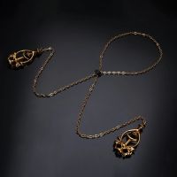 Затискачі для сосків із ланцюжком намистом золотисті UPKO Pulling Chain