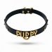 Чокер із написом PUPPY з італійської шкіри чорний із золотою фурнітурою UPKO