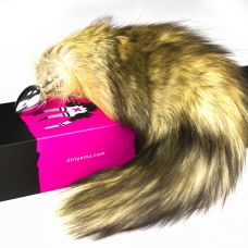 Анальна металева пробка з коричневим хвостиком із натурального хутра Runyu Brown розмір S