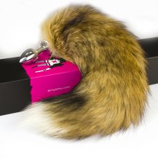 Анальна металева пробка з рудим хвостиком із натурального хутра Runyu Reddish brown розмір S