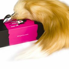 Анальна металева пробка з жовтим хвостиком із натурального хутра Runyu Yellow розмір S