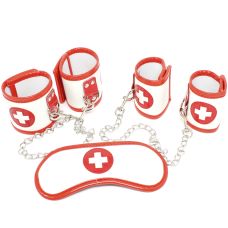 Набор для ролевых игр БДСМ красного цвета с белым Hision Bad Nurse