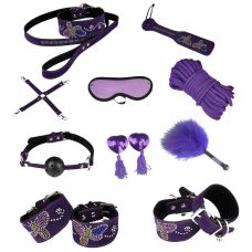 Кожаный набор БДСМ фиолетового цвета Hision Yes my lord 10 предметов