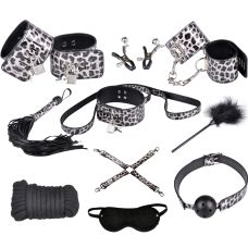 Набор БДСМ бело леопардового цвета Hision Game of Pain 10 предметов