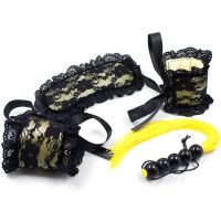 Кружевной набор БДСМ черно желтого цвета Hision Lace Power 3 предмета