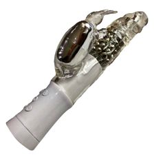 Вібратор реалістичний з відростком для клітора та ротацією білого кольору Ningbo aiLe Big Bunny