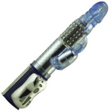 Вібратор реалістичний з відростком для клітора та ротацією синього кольору Ningbo aiLe Modern Rabbit