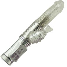 Вібратор реалістичний з відростком для клітора та ротацією сріблястого кольору Ningbo aiLe Jack