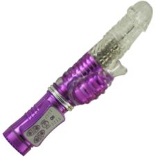 Вібратор реалістичний з відростком для клітора та ротацією фіолетового кольору Ningbo aiLe Jack