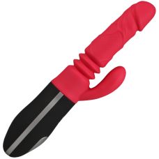 Вибратор Пульсатор реалистичный с отростком для клитора черно красного цвета Aisnn B&R Device 